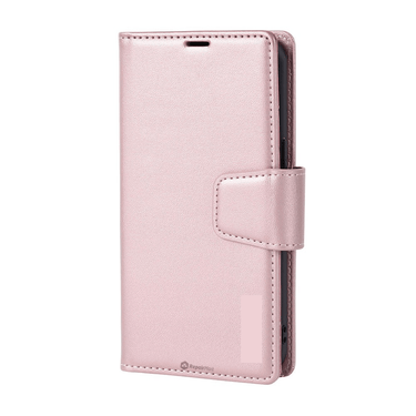 iPhone 16 Pro Compatible Case Cover With Leather Flip Wallet - Rose Gold